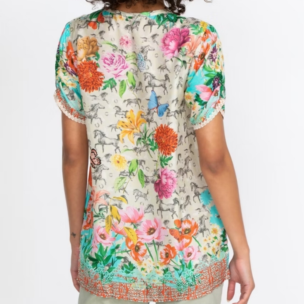 Johnny Was Lace Garden Mai Silk Tunic S - Picture 15 of 16